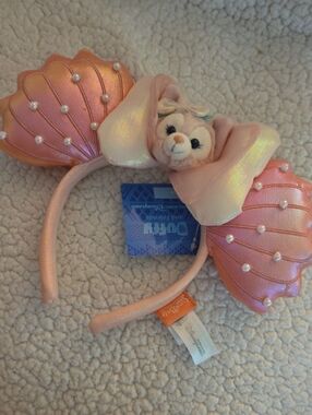 Disney Hong Kong Pink Lenabelle Iridescent Seashell Bow Headband Minnie Ears
